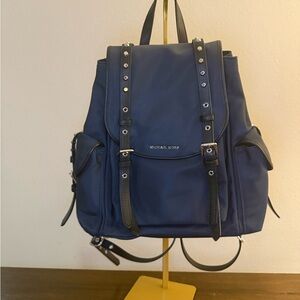Michael Kors Midnight Blue Backpack with Silver Details